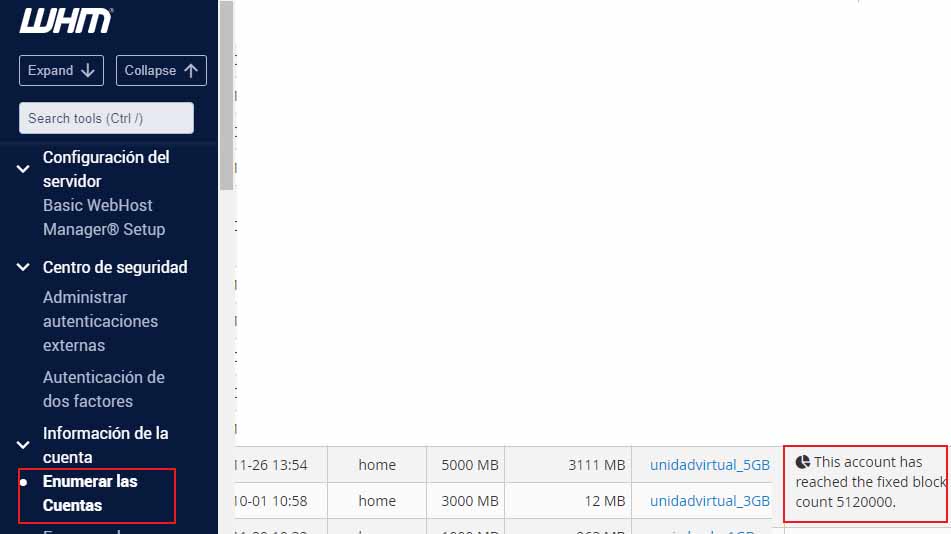 This account has reached the fixed block count 5120000