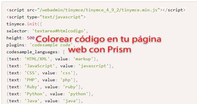 Colorear código en tu página web con Prism